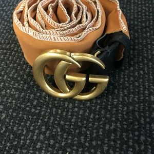 Gucci style logo belt black and gold
